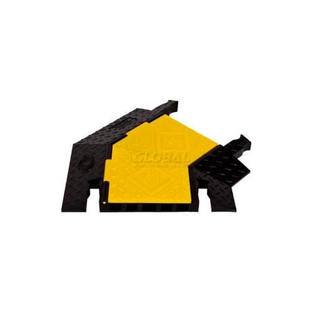 Justrite Cable Protector Right Turn, 1-7/8 in H, 24 in L, 19-3/4 in W, 5 Channel, Polyurethane YJ5TR-125-Y/B